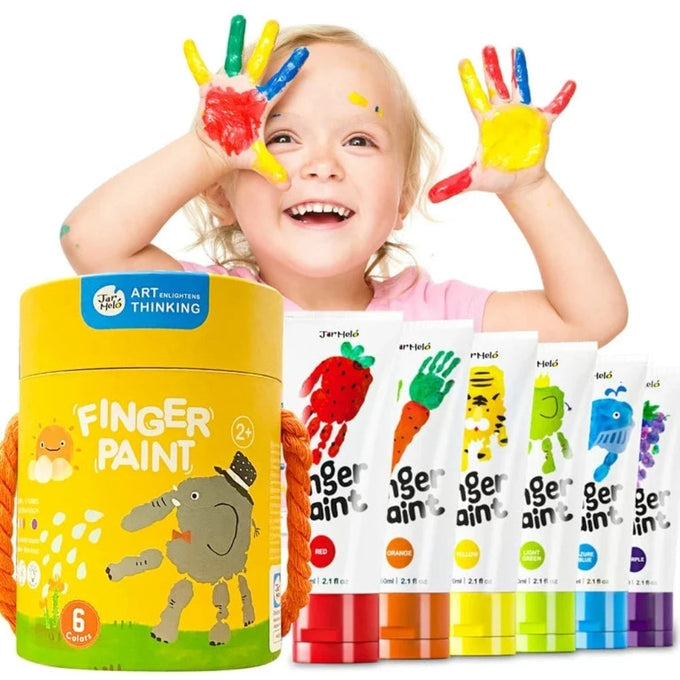 Jar Melo Washable Finger Paint Colors Set 6 Colors Age 2 plus Years