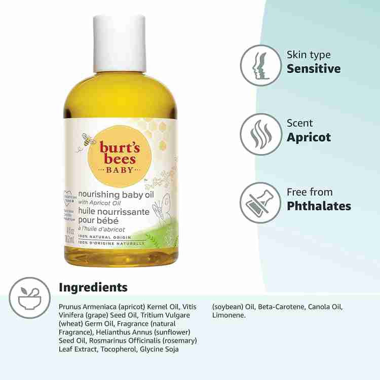 Burt'S Bees Baby Nourishing Baby Oil, 100% Natural Origin Baby Skin Care - 4 Fl Ounce Bottle