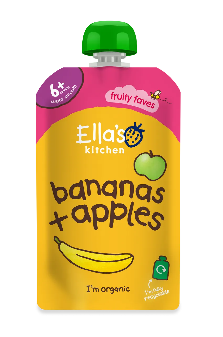 Ella's Kitchen Bananas Plus apples Baby Puree Pouch 120g 6 Plus Months