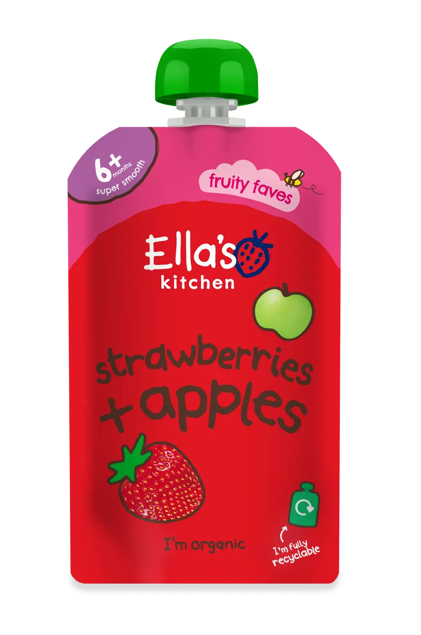 Ella's Kitchen Strawberries Plus apples Baby Puree Pouch 120g 6 Plus Months