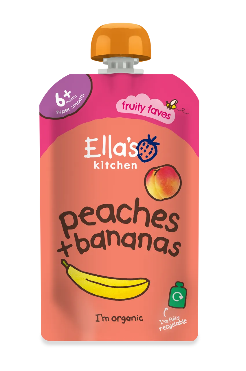 Ella's Kitchen Peaches And  Bananas Baby Puree Pouch 120g 6 Plus Months