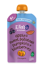 Ella's Kitchen Sweet potatoes pumpkins apples Plus blueberries Baby Puree Pouch 120g 6 Plus Months