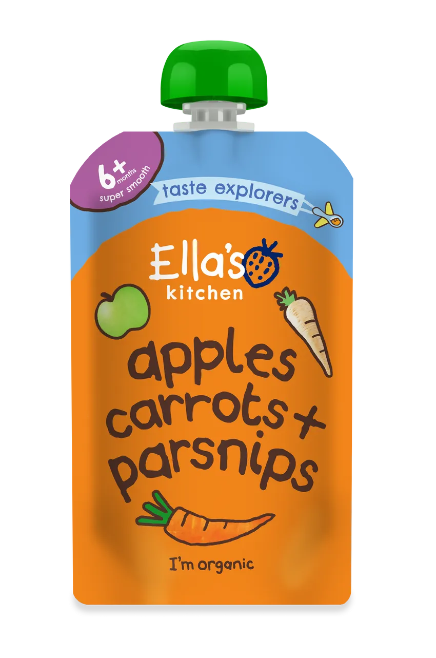 Ella's Kitchen Apples carrots Plus parsnips Baby Puree Pouch 120g 6 Plus Months