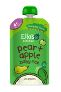 Ella's Kitchen Pear Plus apple baby rice Baby Puree Pouch 120g 6 Plus Months