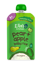 Ella's Kitchen Pear Plus apple baby rice Baby Puree Pouch 120g 6 Plus Months