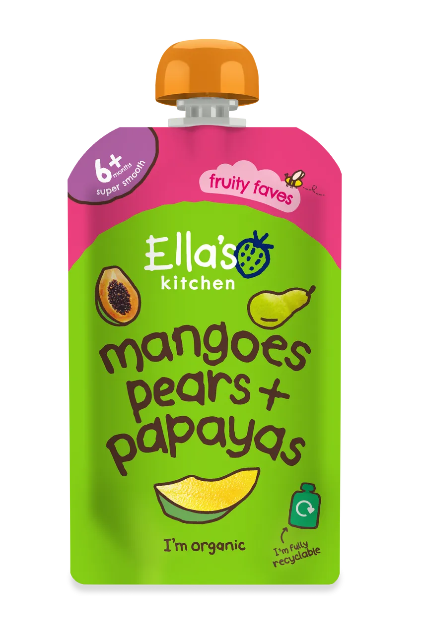 Ella's Kitchen Mangoes pears Plus papayas Baby Puree Pouch 120g 6 Plus Months