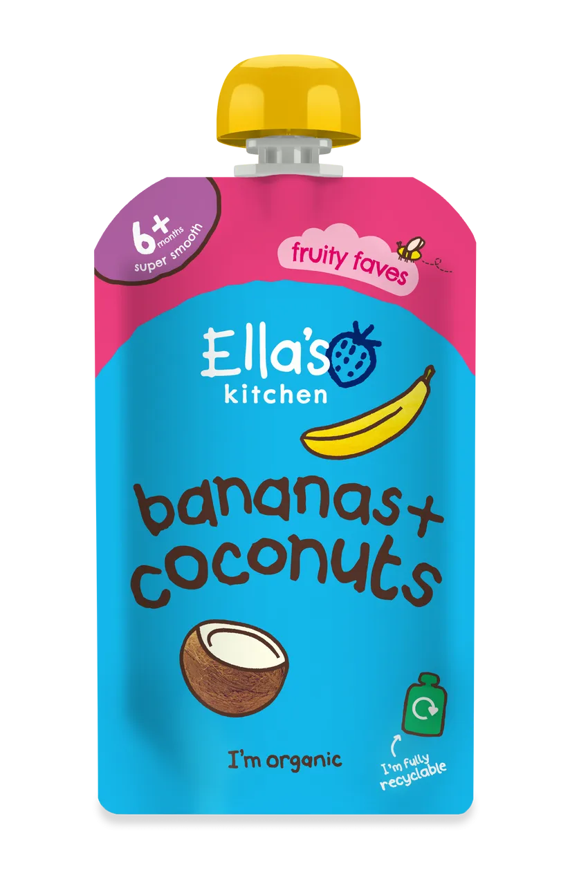 Ella's Kitchen Bananas Plus coconuts Baby Puree Pouch 120g 6 Plus Months