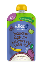 Ella's Kitchen Banana, apple Plus blueberry baby rice Baby Puree Pouch 120g 6 Plus Months