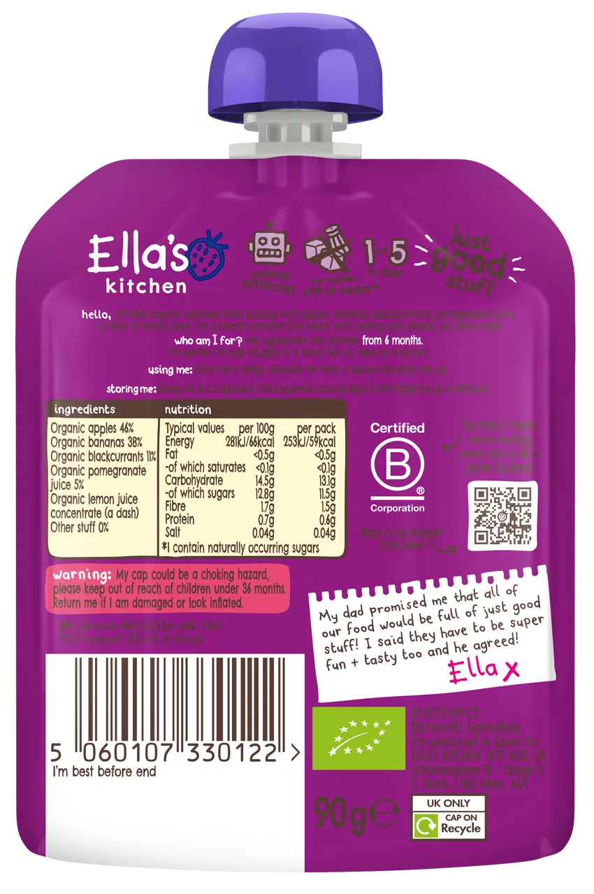 Ella's Kitchen The purple one Baby Puree Pouch 90g 6 Plus Months