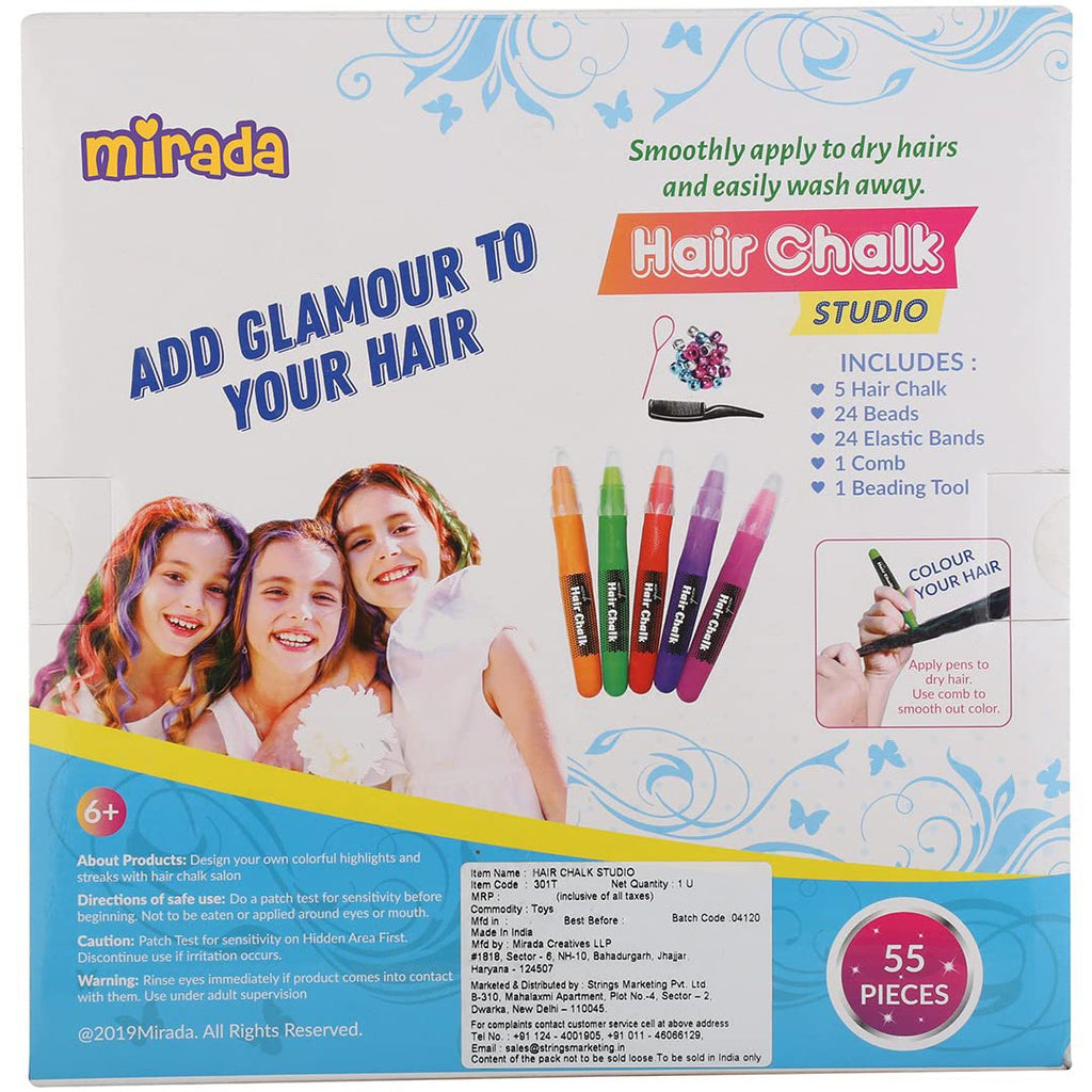 Mirada Cosmetic Hair Chalk Studio Safe Washable and Non Toxic Temporary Kids Hair Chalk Hair Color for Girls 283g