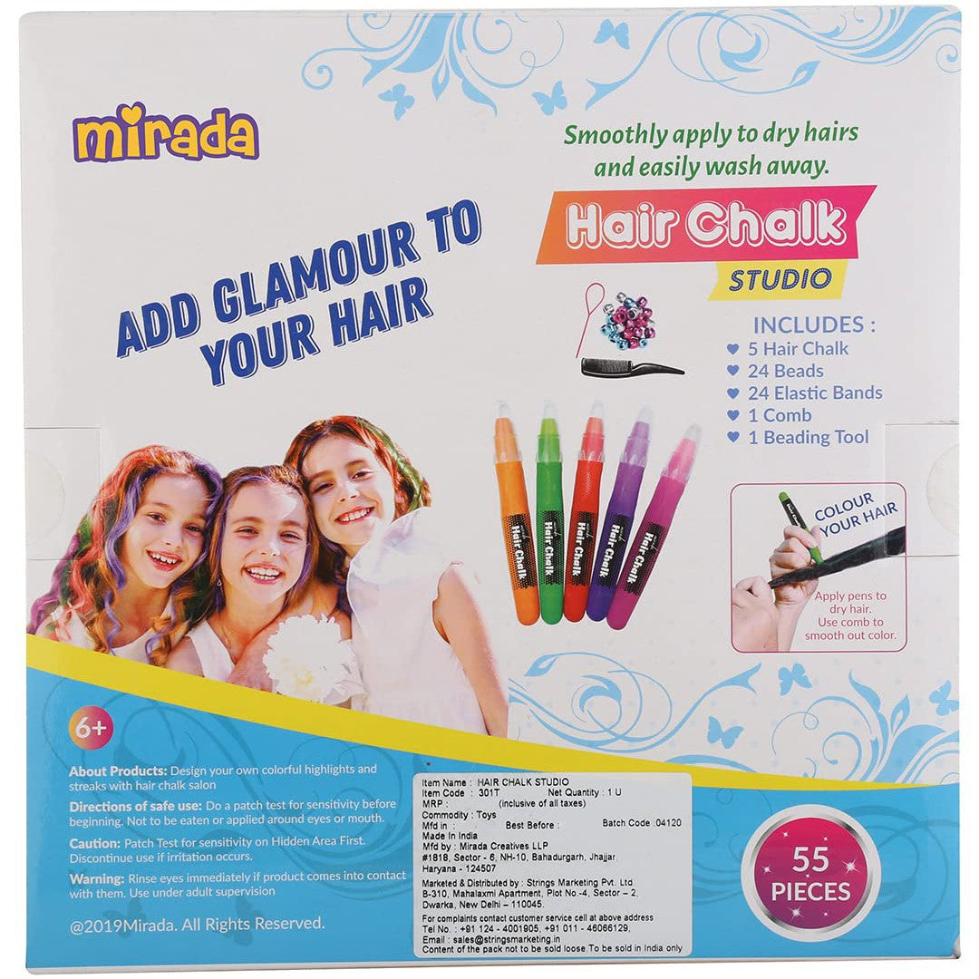 Mirada Cosmetic Hair Chalk Studio Safe Washable and Non Toxic Temporary Kids Hair Chalk Hair Color for Girls 283g