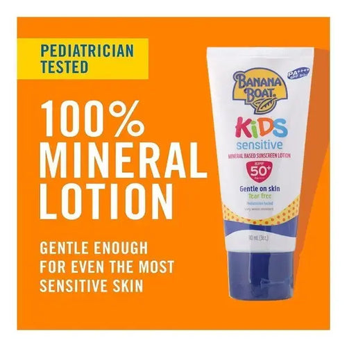 Banana Boat Kids Sensitive Sunscreen Lotion Spf50 plus 3 oz 90ml