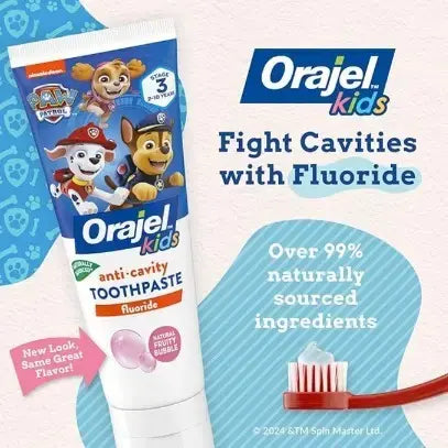 Orajel, Kids, Anticavity Fluoride Toothpaste, Paw Patrol, 2-10 Years, Natural Fruity Bubble, 4.2 oz (119 g)