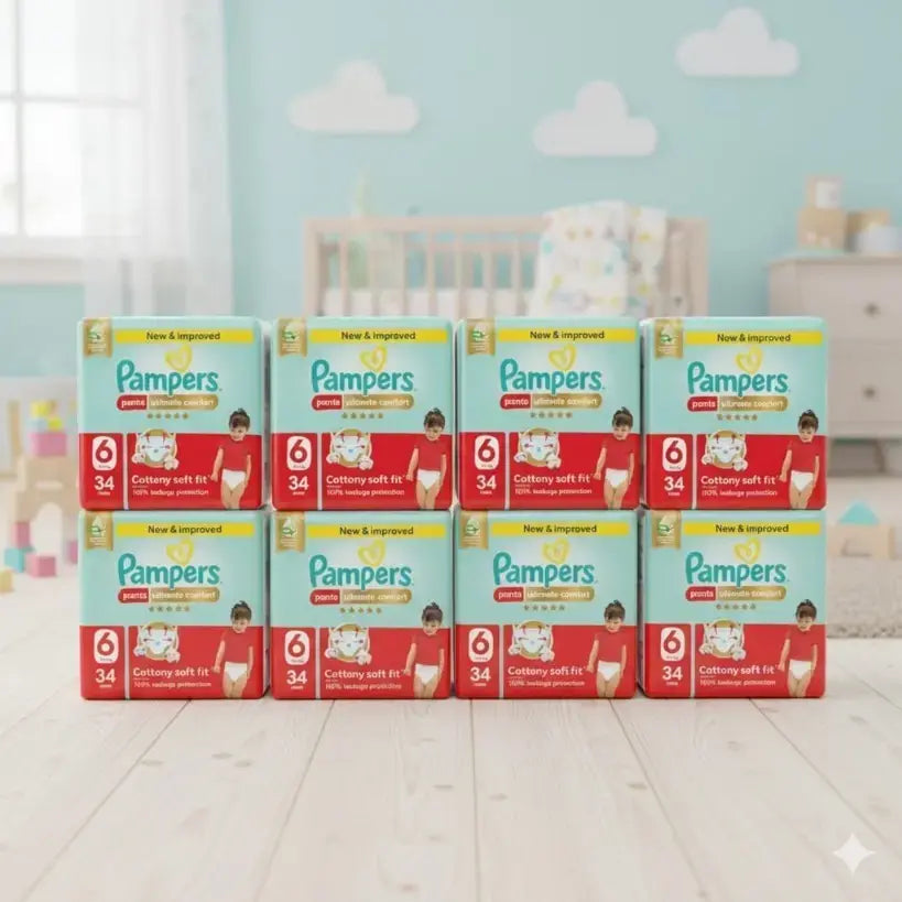 Pampers Ultimate Comfort Pants Size 6 16 plus kg 34 Count Made In Egypt