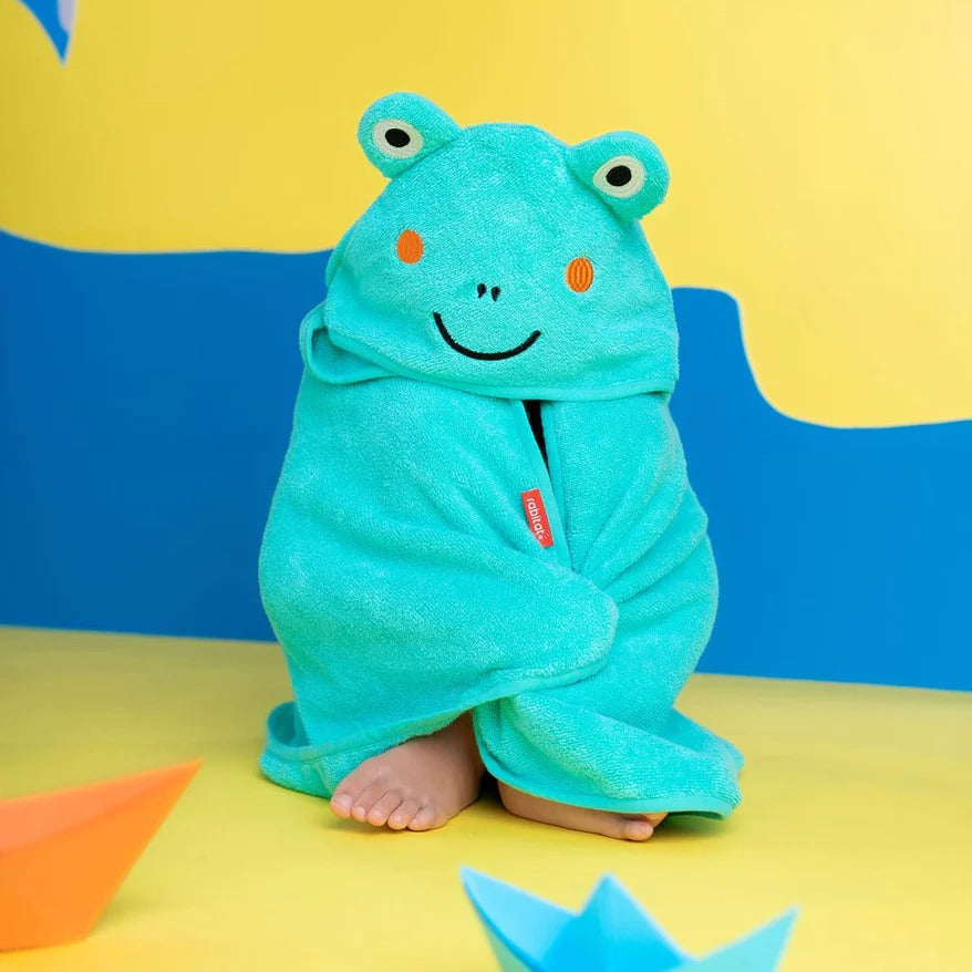 Rabitat Amazonia Kids Towel Zero Twist Cotton Towel with Hood  (0-5 years)  Green frog
