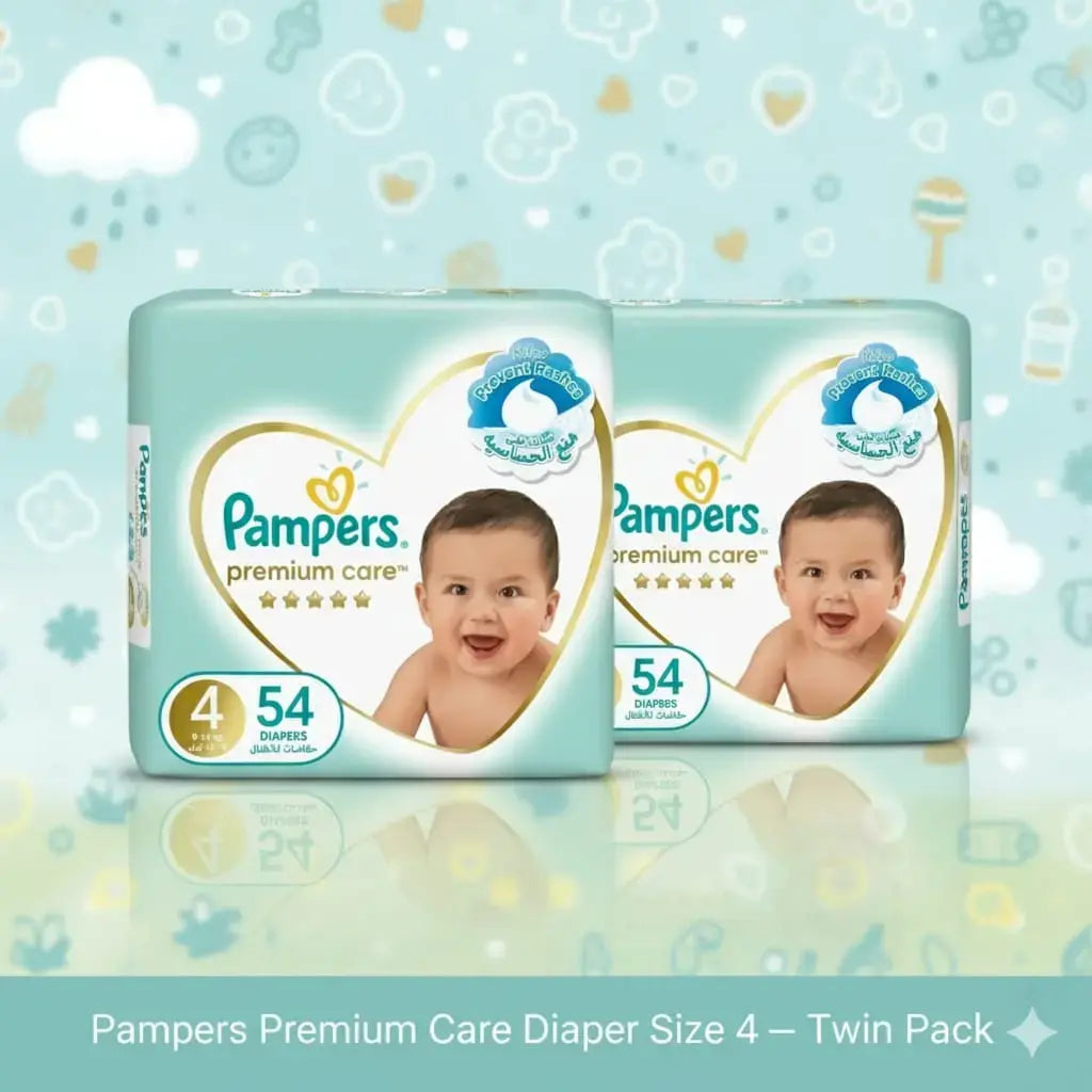 Pampers Premium Taped Diapers Size 4 9 to 14kg 54 Count Made in Saudi Arabia