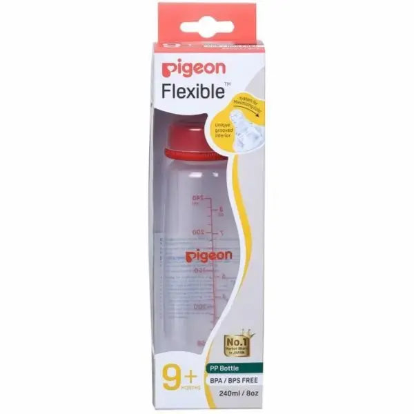 Pigeon Flexible Plastic Bottle Peristaltic Baby Nursing Feeding Bottle Kpp Nipple L for 9 Plus Months Babies 240ml 8oz