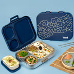 Basil Bento Quad + 3 Plus 1 Compartment Stainless Steel Lunchbox - 1250 ml