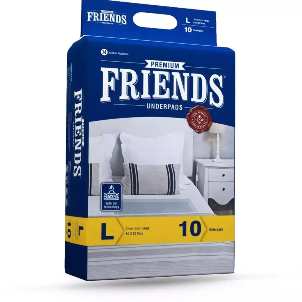 Friends Premium Underpads Large 60 X 90 Cm Super Absorbent Polymer and Soft Surface 10s Pack