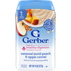 Gerber Powerblend Probiotic Oatmeal Lentil Peach Apple Cereal 6 Plus Months