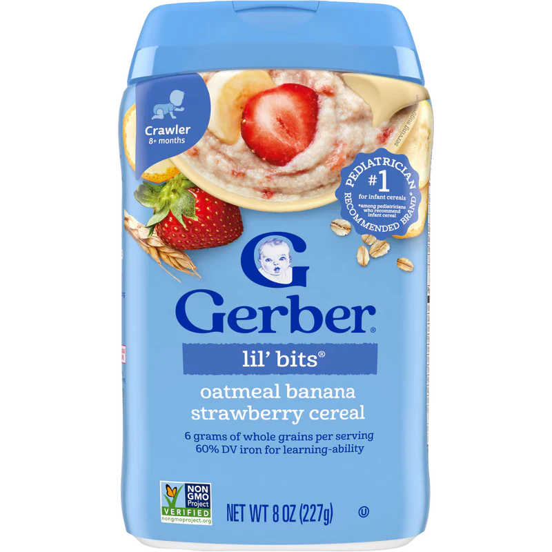 Gerber Oatmeal Banana Strawberry Cereal Crawler 8 Plus months