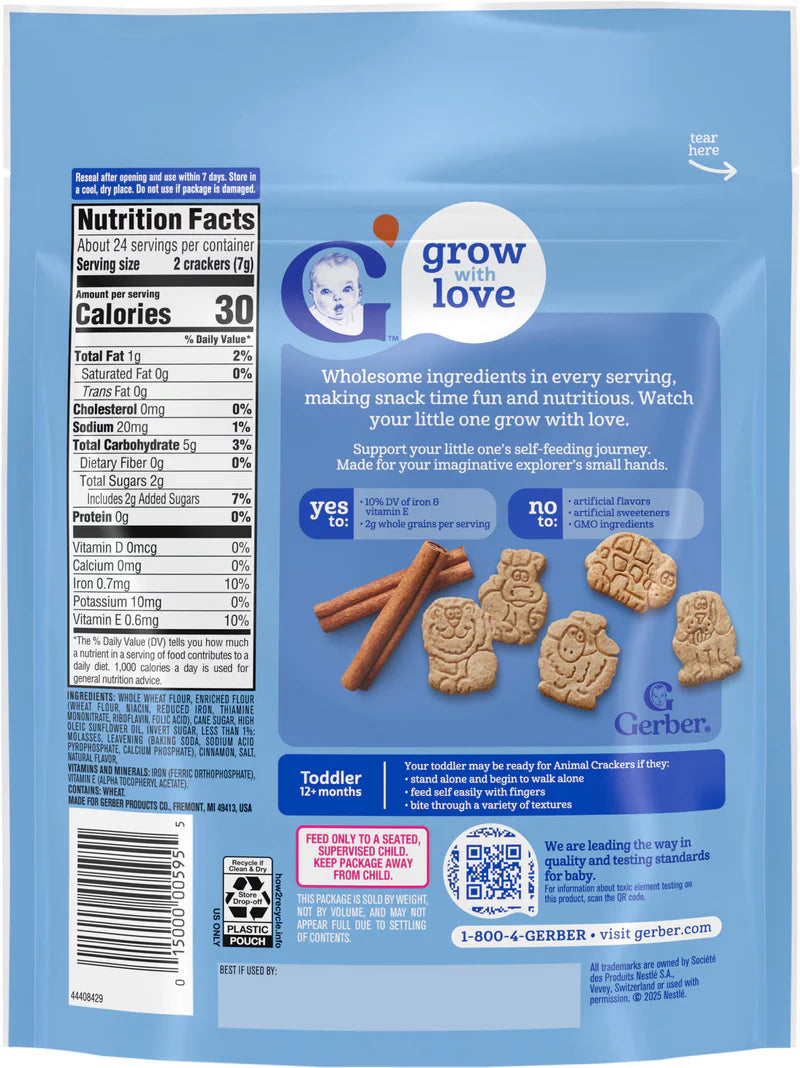 Gerber Cinnamon Graham Animal Crackers Toddler 12 Month Plus