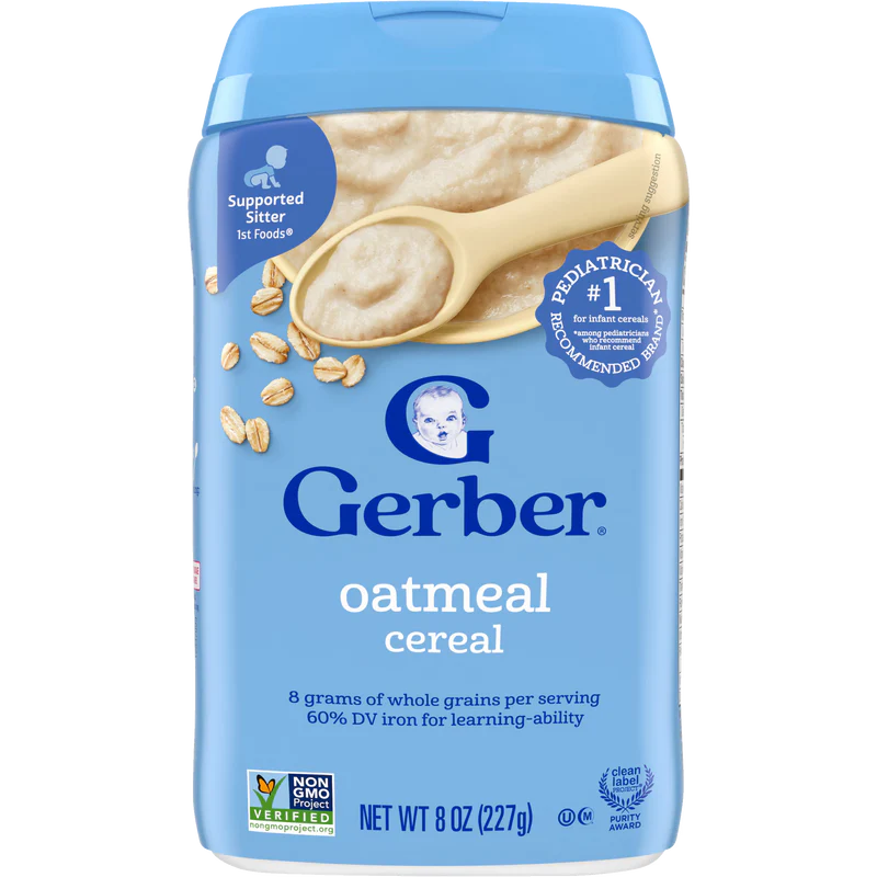 Gerber Single Grain Cereal Oatmeal Cereal Supported Sitter Around 6 months
