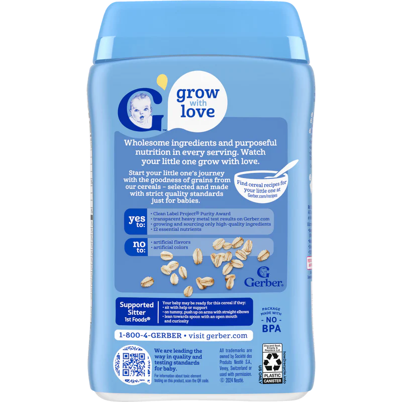 Gerber Single Grain Cereal Oatmeal Cereal Supported Sitter Around 6 months