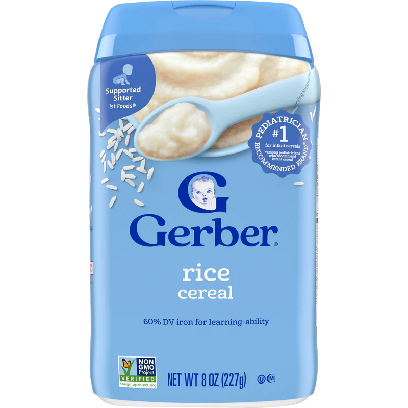 Gerber Single Grain Cereal Rice Cereal Supported Sitter Around 6 months
