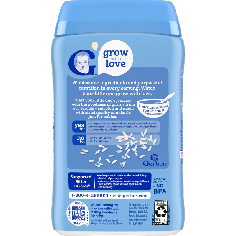 Gerber Single Grain Cereal Rice Cereal Supported Sitter Around 6 months