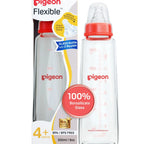 Pigeon Flexible glass Bottle Nursing Feeding Bottle With Added Nipple M for 4 plus Month Babies 200ml 6oz