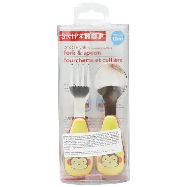 Skip Hop Stainless Steel Fork & Spoon Set (Monkey)