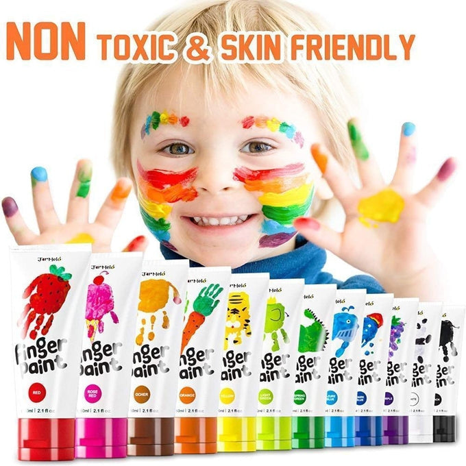 Jar Melo Washable Finger Paint 12 Colors Set Age 2 plus Years