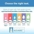 Dr Browns Natural Flow Narrow Baby Bottle Silicone Nipple 2 Pack Level3 6 to 9 Months