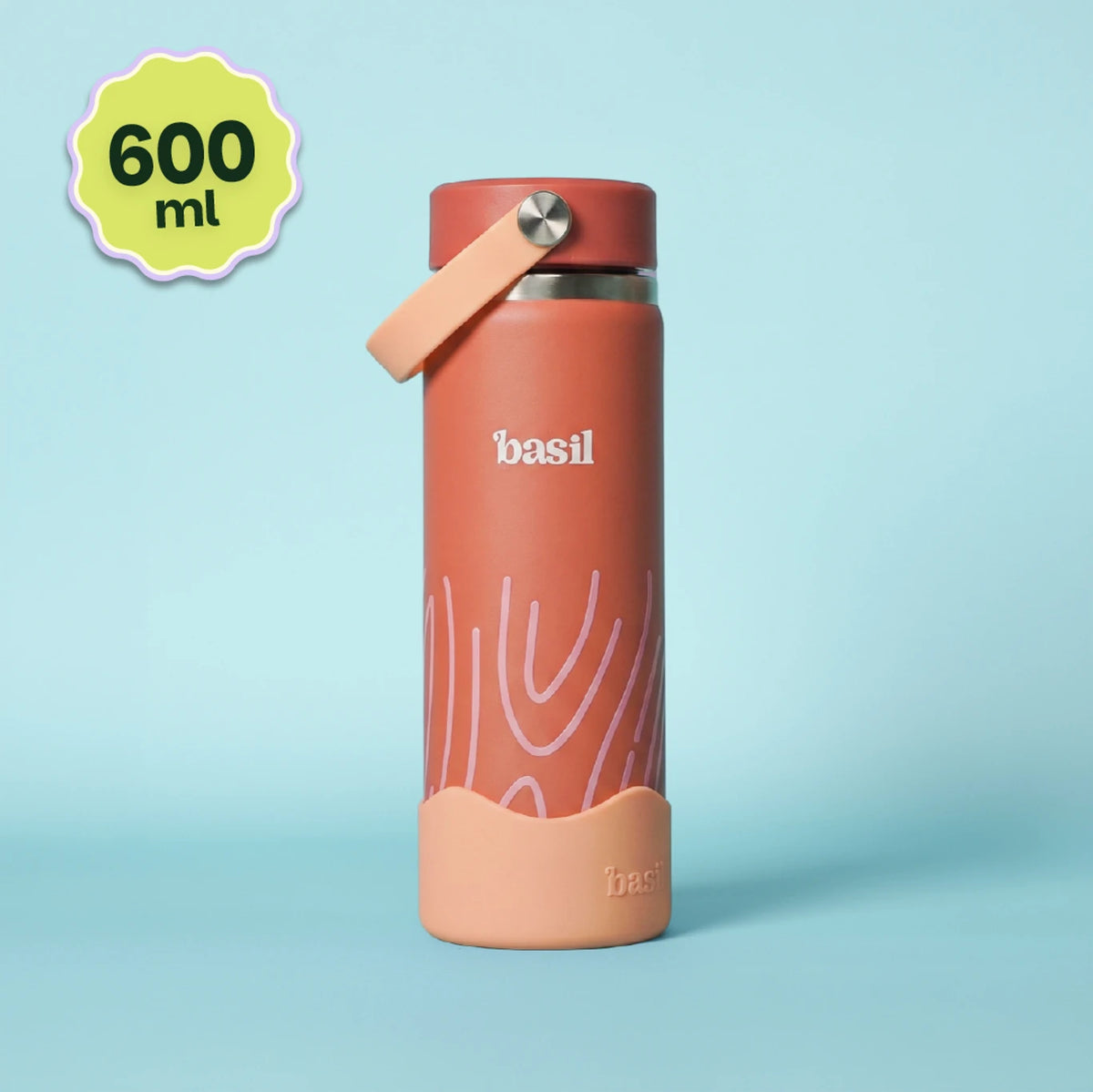 Basil HydraPop Insulated Stainless steel Sipper with Carry Handle- 600 ml