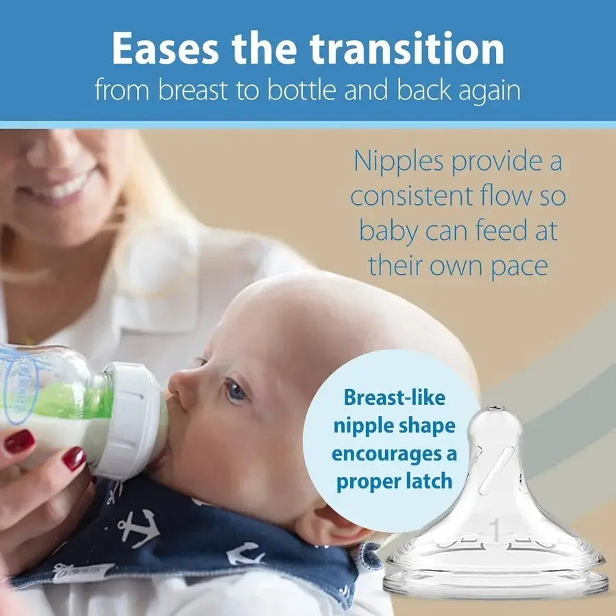 Dr Browns Natural Flow Anti Colic Options Plus Wide Neck Glass 270ml Bottle with Level 1 Slow Flow Nipple