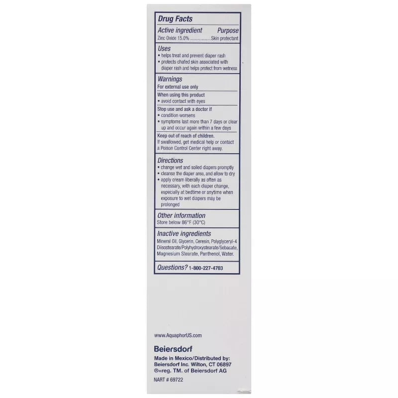 Aquaphor Baby Healing Ointment For Chapped Skin 3 in 1 Diaper Rash Relief Cream 3 point 5oz 99g
