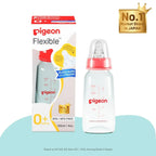 Pigeon Flexible glass Bottle Nursing Feeding Bottle With Added Nipple S for 0 Plus Months Babies 120ml 4oz