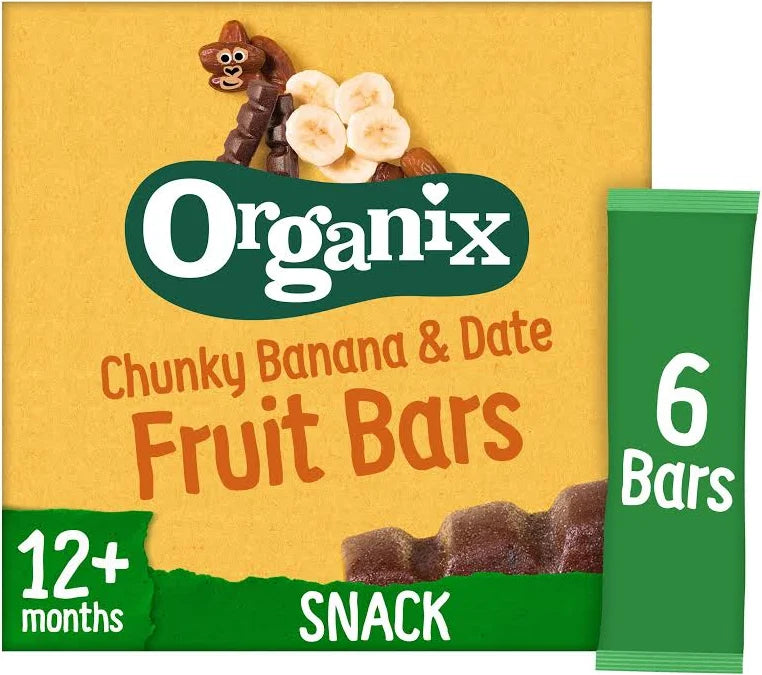 Organix Banana and Date Fruit Bars Chunky 102g 12 Months Plus