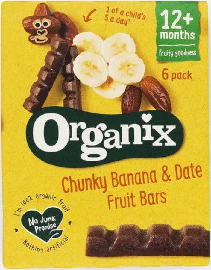 Organix Banana and Date Fruit Bars Chunky 102g 12 Months Plus