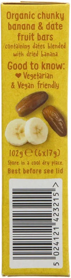 Organix Banana and Date Fruit Bars Chunky 102g 12 Months Plus