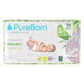 Pureborn Organic Bamboo Diapers Size 1 Up to 5kg 34 Count