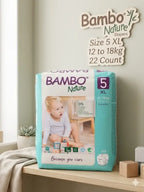 Bambo Nature Diapers Size 5 Xl 12 to 18kg 22 Count