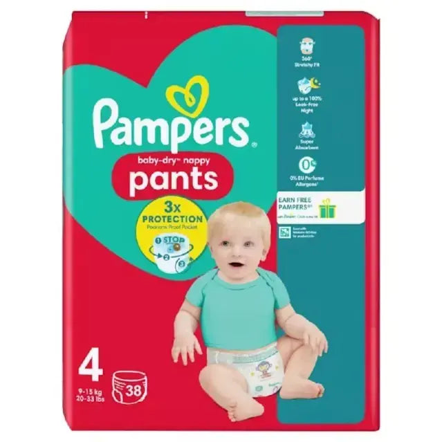 Pampers Baby Dry Pants Size 4 38 Count 9 to 15kg Made in United Kingdom
