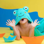 Rabitat Amazonia Kids Towel Zero Twist Cotton Towel with Hood  (0-5 years)  Green frog