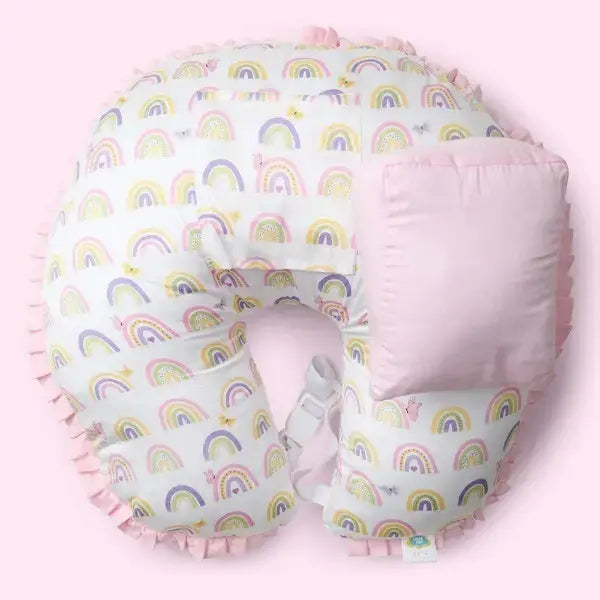 Fancy Fluff Organic Feeding Pillow + Support Pillow - Rainbow Dreams