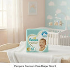 Pampers Premium Care Taped Diapers Size 3 6 to 10kgs 62 Count Made in Saudi Arabia