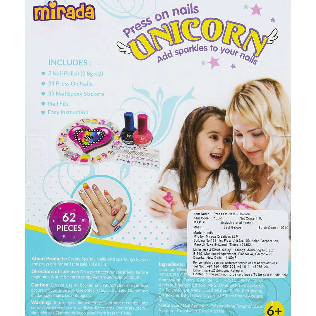 Mirada Press On Nails  Unicorn for Kids