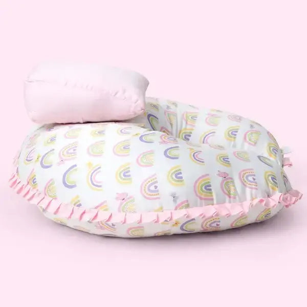 Fancy Fluff Organic Feeding Pillow + Support Pillow - Rainbow Dreams