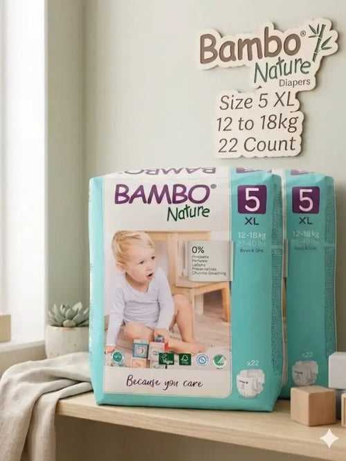 Bambo Nature Diapers Size 5 Xl 12 to 18kg 22 Count